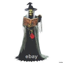 Halloween SPELL SPEAKING Witch BOOK 5.8 FT Prop Animated Lifesize HAUNTED HOUSE
