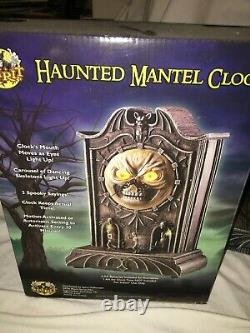 Halloween prop HAUNTED MANTEL CLOCK. REAL CLOCK. Plus animates, lights/sounds