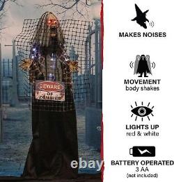 Haunted Hill Farm Life-Size Scary Zombie with Electric Fence, Halloween