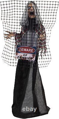 Haunted Hill Farm Life-Size Scary Zombie with Electric Fence, Halloween