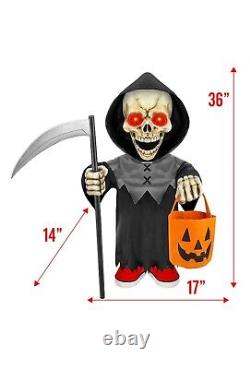 Haunted Living 3' FT Animated Musical Rapping Reaper Skeleton Halloween 2024