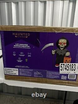 Haunted Living 3' FT Animated Musical Rapping Reaper Skeleton Halloween 2024