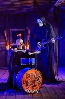 Haunted Living 4-ft Animatronic Bluetooth Reaper with Band Drums New