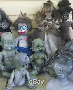 Haunted house props dolls lot halloween creepy clowns aliens porcelian baby neon