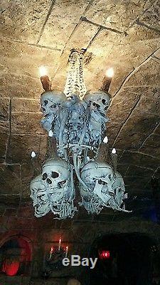 High End Quality Large Skull and Bones Chandelier -Ultimate Halloween Prop