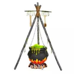 Home Accents 5ft Bubbling Cauldron LED Fire Halloween Animatronic Decoration