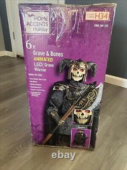 Home Accents Holiday, 6ft. Grave and Bones Animated LED Grave Warrior Halloween