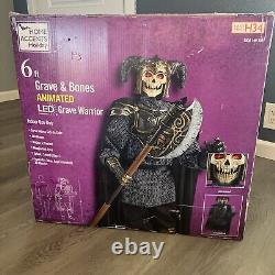 Home Accents Holiday, 6ft. Grave and Bones Animated LED Grave Warrior Halloween