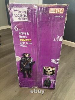 Home Accents Holiday, 6ft. Grave and Bones Animated LED Grave Warrior Halloween