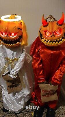 Home Depot 3 ft. Animated LED Interactive Devil and Angel Pumpkin Twins