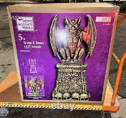 Home Depot Gargoyle Halloween 5 ft Grave & Bones LED Tombstone Statue Holiday