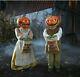 Home Depot Pumpkin Twins Couple Halloween Display Props Animated Greeter 3' Tall