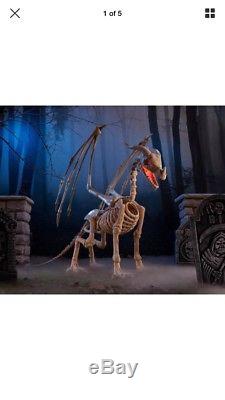 Huge ANIMATED SKELETON DRAGON Halloween Prop SOUNDS AND LIGHTS 6 Feet Tall NIB