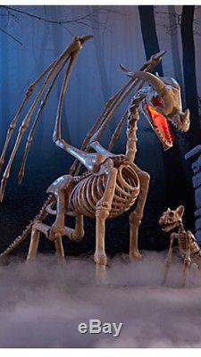 Huge ANIMATED SKELETON DRAGON Halloween Prop SOUNDS AND LIGHTS 6 Feet Tall NIB