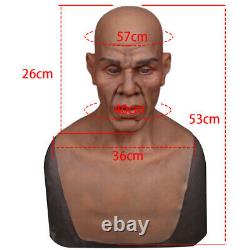 IMI Realistic Old Man Mask Silicone Face Masks Full Headwear Hood for Halloween