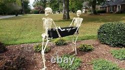 IN STOCK Life Size SKELETONS CARRYING COFFIN Halloween Prop HAUNTED Decor