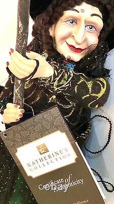 Katherine's Collection Witch Doll with Broom Figurine Halloween 11-711268-L