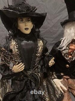 LARGE 24 WITCH Warlock Halloween Decor DOLL Lot shelf sitter Poseable Figurines