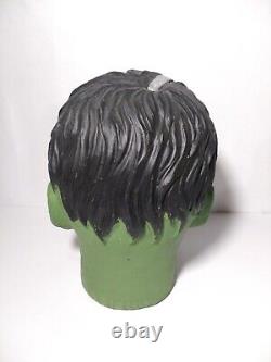 Large Light Up Frankenstein Monster Head Plaster Handpainted Halloween Rare