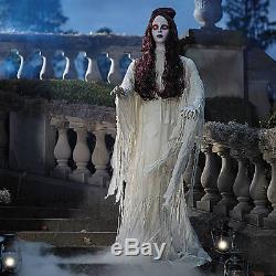 Life Size Animated Ghost Halloween Zombie Woman withLighted Eyes Red Hair