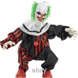 Life-Size Animatronic Clown Halloween Decoration Flashing Red Eyes Clown