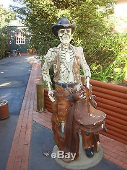 Life Size Halloween Cowboy Skeleton Statue Display Prop