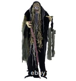 Life-Size Halloween Decor Animated Witch Poseable with Light-Up White Eyes New