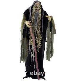 Life-Size Halloween Decor Animated Witch Poseable with Light-Up White Eyes New