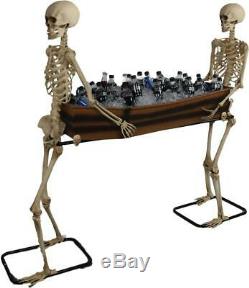 Life Size SKELETONS CARRYING COFFIN COOLER Halloween Prop HAUNTED Decor Bowl