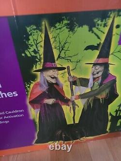 Life size animated cauldron witch halloween prop RARE