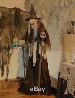 Lifesize Animated LUNGING HAGGARD TALKING WITCH halloween Prop Haunted House