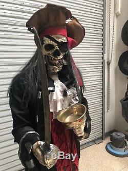 Lifesize Animated Pirate Skeleton Dead-eye Drake Halloween Prop Figure