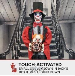 Lifesize Halloween animatronic Creepy Circus Clown With Jack In The Box Clown Prop