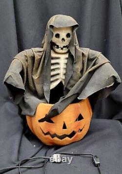 MORGUE SALE Bethany Lowe Spooky Skeleton On Pumpkin Light. RETIRED NEW MINT