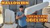 Making Halloween Props Scary Cemetery Tombstone Broken Obelisk