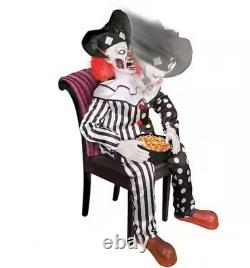 NEW Animated Sitting Clown Halloween Animatronic, Candy Bowl Included