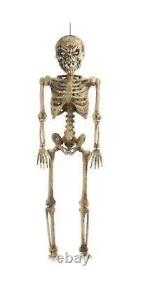 NEW Home Depot Accents Halloween Creeper 6 ft Poseable Skeleton Life LCD Eyes