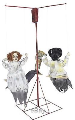 New 2017! Ghostly Go Round 3 Dolls Animated Swing Sound Halloween Prop See Video