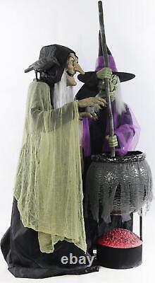 New Halloween 6 FT Tall Plug-in Light-up with Sound Animated Forest Witches