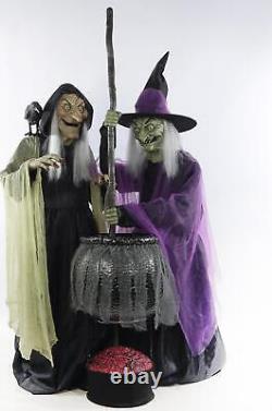 New Halloween 6 FT Tall Plug-in Light-up with Sound Animated Forest Witches