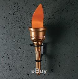 Pair 2 Torch Fake Flame Light Halloween Decor Prop Hand Held or Wall Mounted