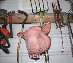 Pig Prop Head Halloween life size haunted attraction horror film prop