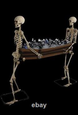 Poseable Skeletons Carrying Coffin Drink Holder Ice Bucket Halloween Party Prop