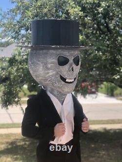 Rare! Huge Custom Made Top Hat Skeleton Skull Halloween Mask Costume Animatronic