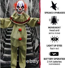 Scary Life Size Animatronic Talking Circus Clown Halloween Decor 5 foot NEW
