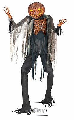 Scorched Scarecrow Animated 7' Prop Lifesize Pumpkin Haunted House Halloween