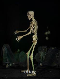 Seasonal Visions 8 foot Towering Skeleton with posable arms, moving jaw 8ft