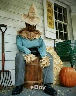 Sitting Scarecrow Animated Prop Porch Greeter Halloween Animatronic Lifesize