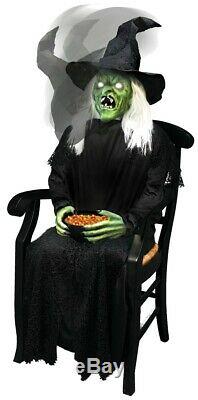 Sitting Witch Scare Animated Prop Porch Greeter Pop Up Lifesize Halloween Wicked