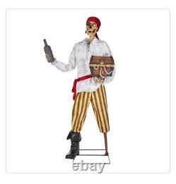 Skeleton Pirate First Mate Halloween Decoration 6 ft. Animated LED Spooky Fun